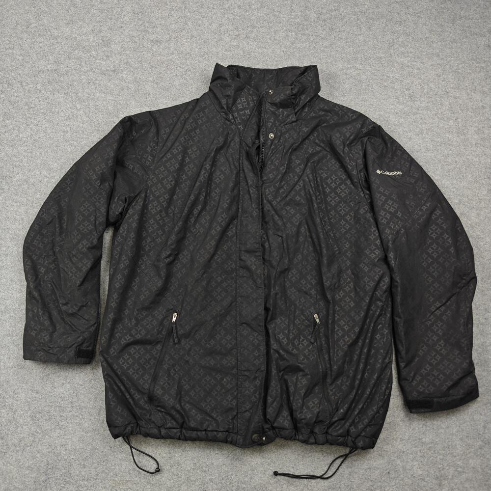 Columbia Jacket Mens 2XL Black Quilted Insulated Lined Full Zip Nylon Pockets